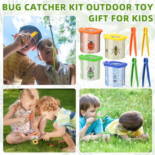 Halloscume 12 Pack Insect Bug Viewer for Kids with Tweezers Magnifying Insect Box Insect Observation Kit Bug Catcher Bug Container Insect Cage Bug Jar for Science Nature Exploration Collecting Kit