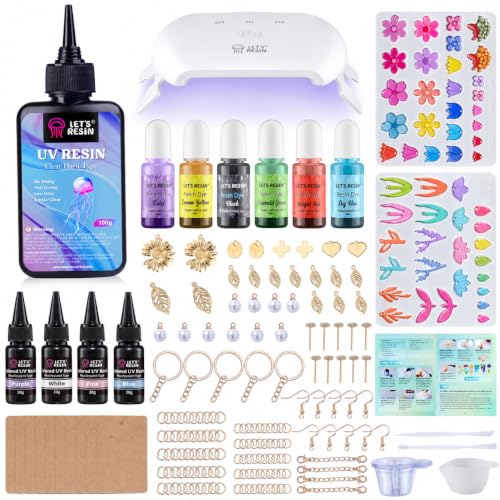 LET'S RESIN UV Resin Kit with Light, Resin Jewelry Making Kit for Beginners
