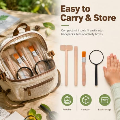 Homoyoyo Archaeology Kit for Kids Dinosaur Digging Kit with 3 Wooden Hammers 3 Wooden Chisels 3 Wood Brushes and 3 Magnifiers Educational Digging Tools for Science Learning and Hands on Play