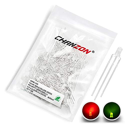 CHANZON 100 pcs 3mm Red & Yellow-Green Diffused LED Lights Common Anode - color: C) Red & Yellow-green (Ca) (100pcs)
