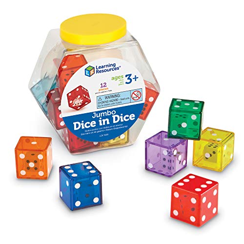 Learning Resources Jumbo Dice in Dice - Math Manipulative Cubes, Board Game Accessories, Counting Numbers, Party Gifts, Preschool, Teacher Supplies, Classroom Must Haves Pack, HomeschoolActivities