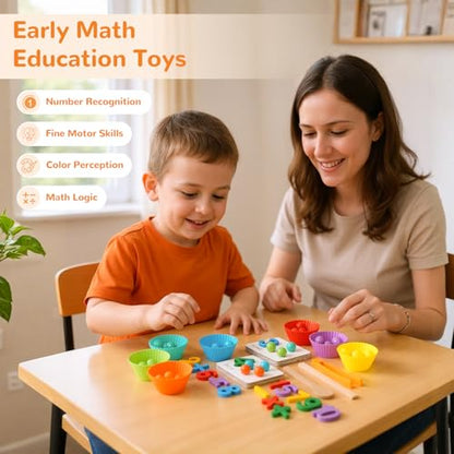 Wooden Peg Board Bead Game, Montessori Arithmetic Math Toy Set