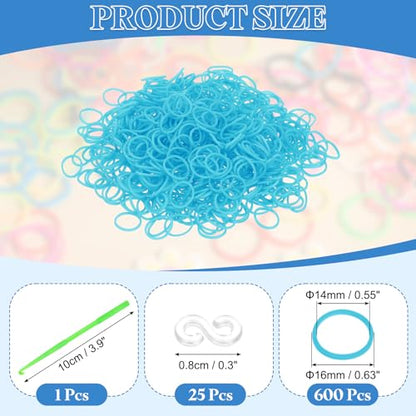 uxcell 600Pcs Loom Rubber Band, Bracelet Making Refill Kit Elastic Loom Band with 25Pcs S-Clips and 1Pcs Crochet Hooks for Weaving DIY Handcrafts, Lake Blue - color: Lake Blue