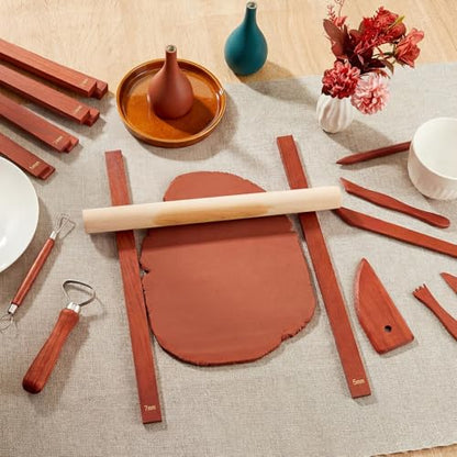 Sasylvia 10 Pcs Clay Pottery Rolling Pin Guides,5 Size,Reddish Brown - color: Reddish Brown, size: 5 Size Standard