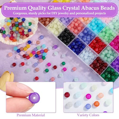 shynek 1120 Pieces Rondelle Beads for Jewelry Making, 28 Colors Glass Abacus Beads, Spacers for Bracelets, Jewelry Making and DIY Crafts, 5x8mm