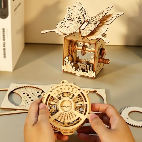 Music Park 3D Wooden Puzzle, Butterfly & Calendar - color: Natural Wood