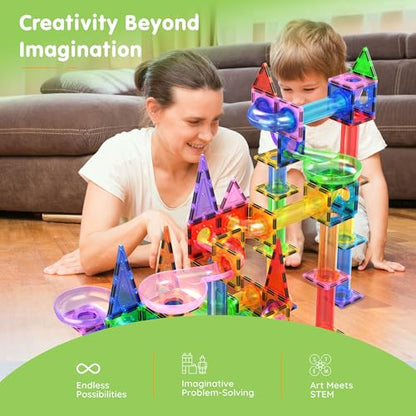 PicassoTiles 150pc Magnetic Marble Run Track Set STEM Construction Toy with Slides Ramps and Tubes Educational Magnet Tile Building Kit Kids Age 3 Plus Learning Gift for Boys Girls Preschool PTG150 - color: Marble Run 150 Pcs