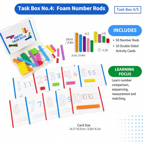 Task Boxes Set of 5 Math Manipulatives Themes with Activity Cards - color: Mixed Set