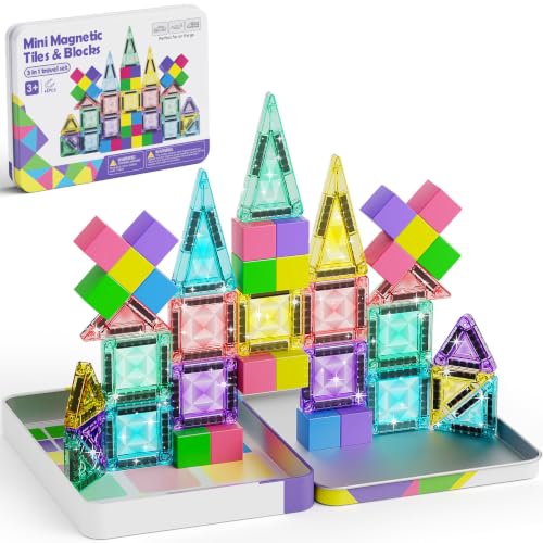 Travel Magnetic Tiles Building Set STEM Educational Building Toys - style: 3 in 1 Compatible