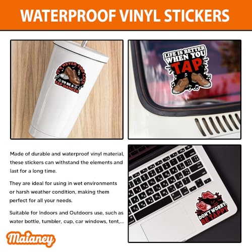 MAIANEY (12Pcs-3in) Tap Dance Sticker Pack – Funny Tap Dancer Vinyl Decals for Water Bottles, Laptops, Journals, Dance Students and Teachers, Waterproof Aesthetic Stickers Set - color: Tap Dance