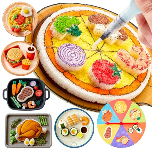 Shuttle Art 104 Pcs Magic Foam Texture Painting Kit Food Series: 34 Food Foam Pieces, Paper Plates, Forks & Knives, 12 Acrylic Paint Markers, Magical 3D Effect DIY Art Craft for Kids Ages 3-12 - color: Food Series - 104 Pcs