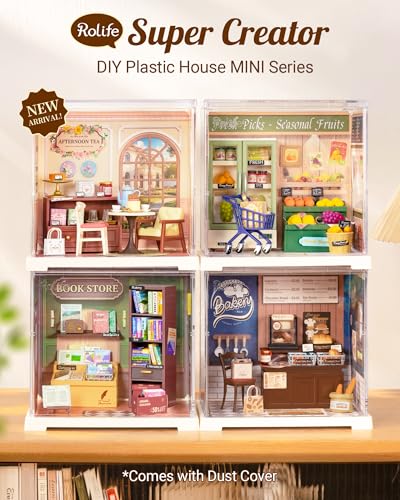 Rolife Super Creator Mini Series Tea-Break, DIY Plastic Miniature Kits Retail Store Series, Mini Model House Building Set for Teens Aged 14+, DIY Crafts/Hobbies for Adults (Honey Tea Lounge) - style: Honey Tea Lounge