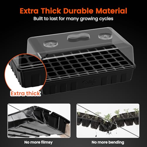SOLIGT 3 Set 60-Cell Seed Starter Kit with Domes, Cell Trays and Heat Mats - size: 3 SET