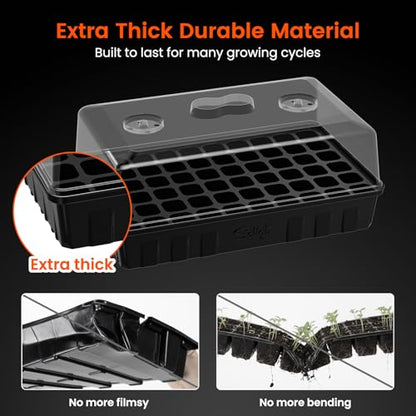 SOLIGT 3 Set 60-Cell Seed Starter Kit with Domes, Cell Trays and Heat Mats - size: 3 SET