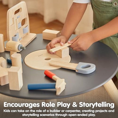 PlanToys® Wooden Handy Carpenter Set Montessori Practical Life Kids Play - color: Carpenter