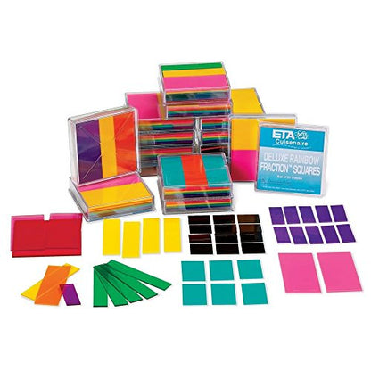 hand2mind Rainbow Fraction Squares, Montessori Math Materials, Fraction Manipulatives, Unit Fraction, Math Manipulatives for Elementary School, Homeschool Supplies (Set of 15) - style: Square