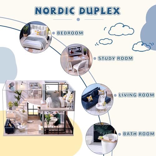 Flever Wooden DIY House Kit, Miniature with Furniture, Creative Craft Gift for Lovers and Friends (Satisfied Time) - color: Satisfied Time