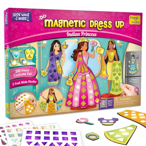 Imagimake DIY Magnetic Dress-Up - Indian Princess, 30 Magnetic Dresses - style: Indian Princess