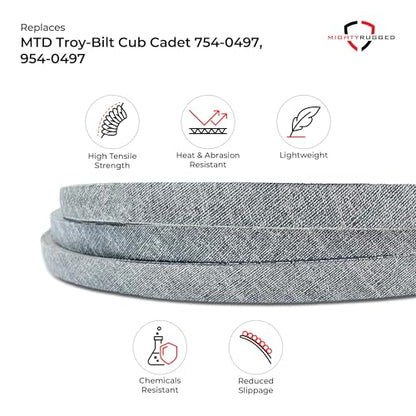 754-0497, 954-0497 PTO Drive Belt Replacement for Cub Cadet, Length 60.5", Heavy-Duty Aramid Cord Belt Replaces 954-3038, Scag 482171, 481461, Encore 523106 for LT1018 Troy Bilt LTX1842 LT2046 LT174 - size: 60.5" x 1/2"