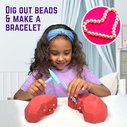 GirlZone Unicorn Gemstones Discovery Dig Kit, 13 Gemstone Dig with Slime and Precious Gems, Gift-Ready DIY Bracelet Kit, STEM Craft for Kids Age 12-14, Perfect for Valentine Gifts