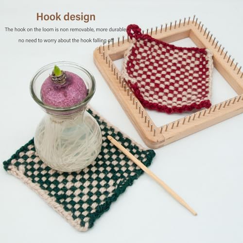 FOSA Pin Looms, Weaving for Adults, Wooden Knitting Hand Craft Wooden Knitting Board, Pin Weaving Kits for DIY Weaving Beginners, 10 * 10cm - size: 10*10cm