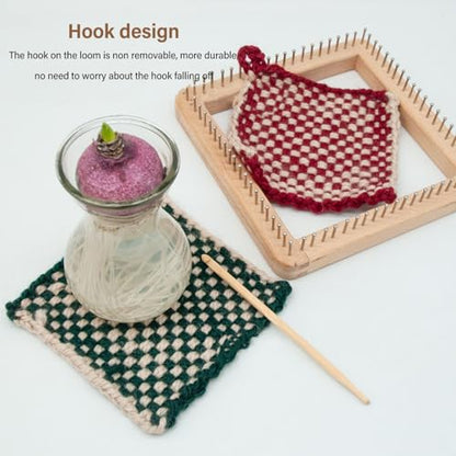 FOSA Pin Looms, Weaving for Adults, Wooden Knitting Hand Craft Wooden Knitting Board, Pin Weaving Kits for DIY Weaving Beginners, 10 * 10cm - size: 10*10cm
