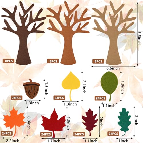 Whaline 192 Pcs Fall Tree of Thanks Felt Craft Kit Autumn Trees Maple Leaves Ornaments Felt Board for DIY Art Craft Fall Thanksgiving Party Gift Supplies Home Classroom Door Wall Hanging Tree Decor