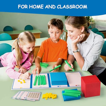 Base Ten Blocks Plastic for Early Counting Math Toy for 1st Grade