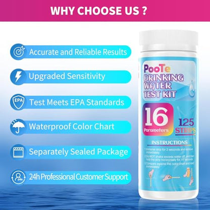 21in1 Water Test Kit, 143 Strips Drinking Water Test Kit, 2 Bacteria Tests