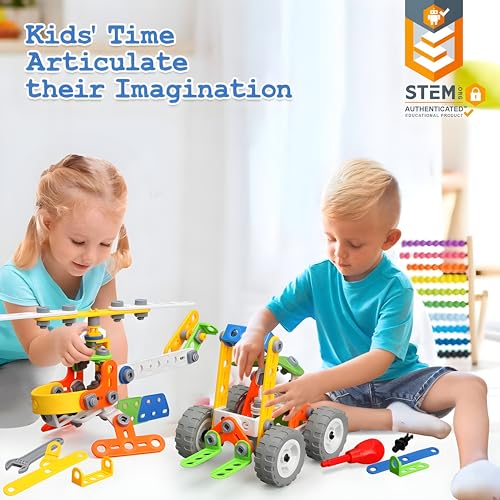 11 in 1 STEM Building Toys, 175 Pieces Construction Kit for Kids Ages 4-8
