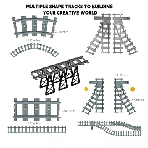 10IN1 (58PCS) Train Bridge Toy Track Accessory for Kids, Classic Railway Track Building Toy with Straight, Curved, Bracket, Cross & Bridge Tracks (Train Base 58PCS) - style: 10IN1 SET
