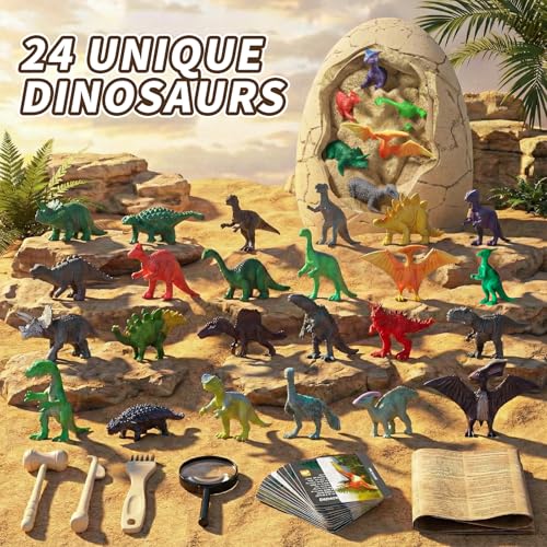 24 Unique Dinosaurs Excavation Kit, Jumbo Dino Egg Dig Kit Toys