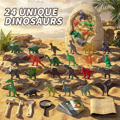 24 Unique Dinosaurs Excavation Kit, Jumbo Dino Egg Dig Kit Toys