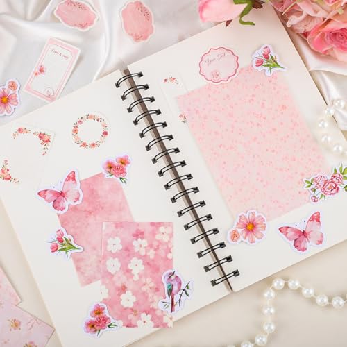 BESARME 480 Pcs Floral Scrapbook Paper and Junk Journal Stickers Set - color: Colorful floral