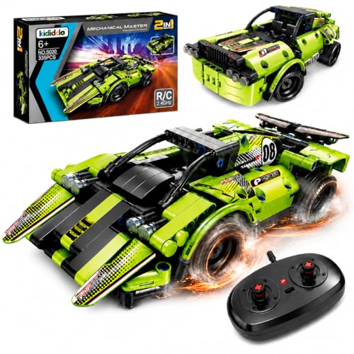 Remote Control Car Building Toys for Age 8-13 Fun STEM Toys for Kids 2 in 1 Model Car Kit to Build Educational Engineering Building Blocks Set Birthday Gift for 7 8 9 10+ Year Old Boys - color: Green Car