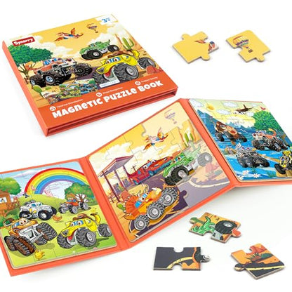 SYNARRY Monster Truck Magnetic Puzzle for Kids Ages 3-5, Travel Toys - style: Truck