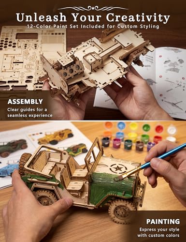 BOOZUU Paintable 3D Wooden Off-Road Vehicle Puzzle for Adults