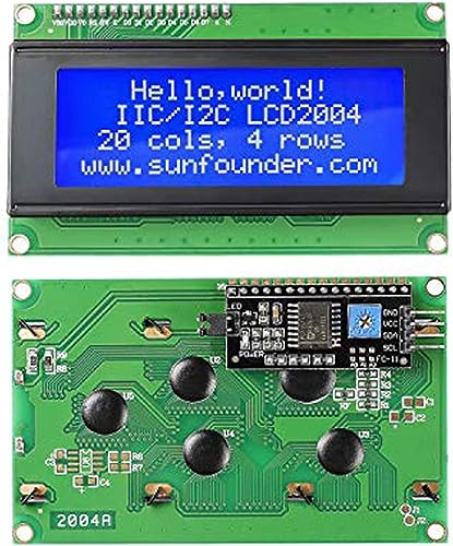 SunFounder 2 Pack 2004 20x4 LCD Module IIC I2C Interface Adapter Blue Backlight Compatible with MEGA2560 Arduino R3 Raspberry (I2C Included) - color: LCD2004 & I2C (2Pack)