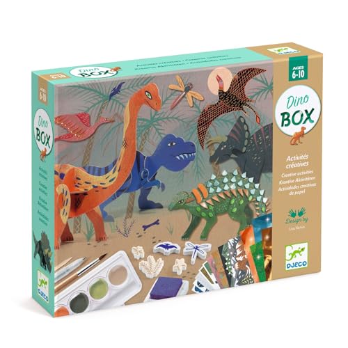 DJECO Dinosaur Crafts Kit - Paint, Scratch, Build & More for Home, School or Gifts - Fun & Creative for Family & Friends, Educational Craft Kit, Multi- Activitiy for Kids 6+