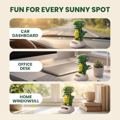 Green Cute Solar Powered Dancing Dinosaur,Decoration Gift,Swinging Dancer, No Battery Required,Desk and Dashboard Decor Home Decor Birthday Gifts Solar Power Kits