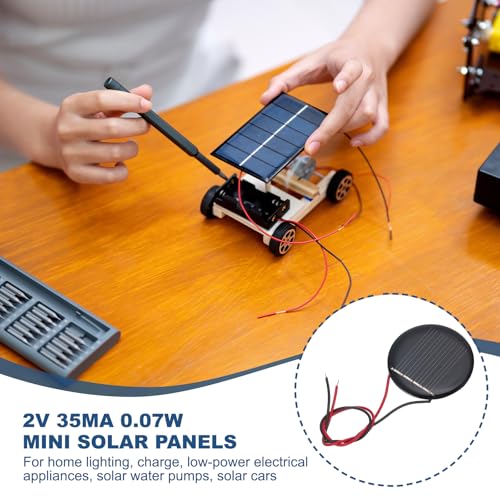 MECCANIXITY 2 Pcs 2V 0.07W 35mA Mini Solar Panels, Small Polycrystalline Solar Cell Panel with 2 Cable for DIY Electric Toy Materials Kits Charger, 36mm Dia - style: 2V 0.07W 35mA