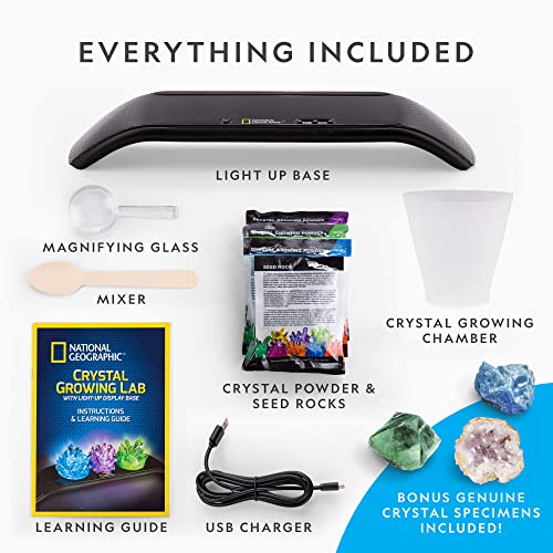 National Geographic Crystal Growing Kit with 3 Crystals for Kids Ages 8-12 - style: 3 Vibrant Colored Crystals