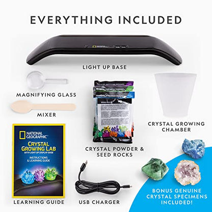 National Geographic Crystal Growing Kit with 3 Crystals for Kids Ages 8-12 - style: 3 Vibrant Colored Crystals