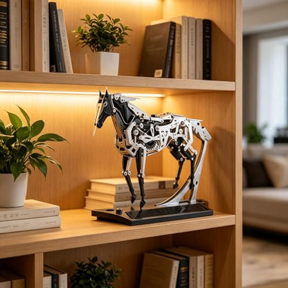 Solar-Powered Metal Mechanical Horse Model Kit, 165PCS