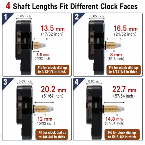 4-Pack Silent Clock Mechanism Replacement Kit, 4 Black Hand Sets - color: Black