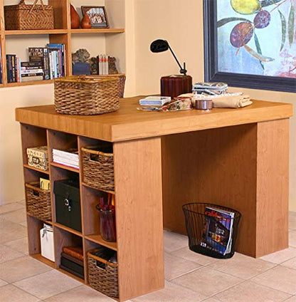 Venture Horizon Project Center Desk with Two 9-Cubby Bookcase (Oak) - color: Oak
