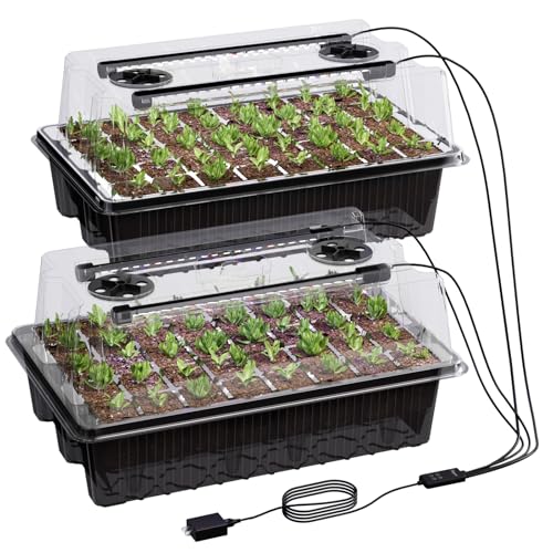 Patigrow 80-Cell Self-Watering Seed Starter Tray with Grow Light, Seed Starter Kit with 4.07” Humidity Dome, Indoor Seedling Starter Tray, Seed Starting Trays for Plant Germination, Seeds Growing