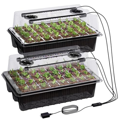 Patigrow 80-Cell Self-Watering Seed Starter Tray with Grow Light, Seed Starter Kit with 4.07” Humidity Dome, Indoor Seedling Starter Tray, Seed Starting Trays for Plant Germination, Seeds Growing