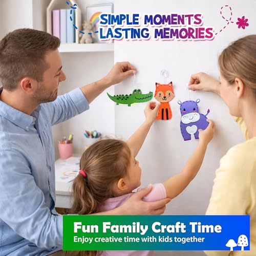 Sii Pikki Sewing Kit for Kids – 9 Easy Projects Cute Safari Animals, Beginner Sewing Kit with Felt & Instructions, Kids Sewing Kit Ages 6-12, Learn to Sew Arts & Crafts for Kids, Gift for Girls Boys