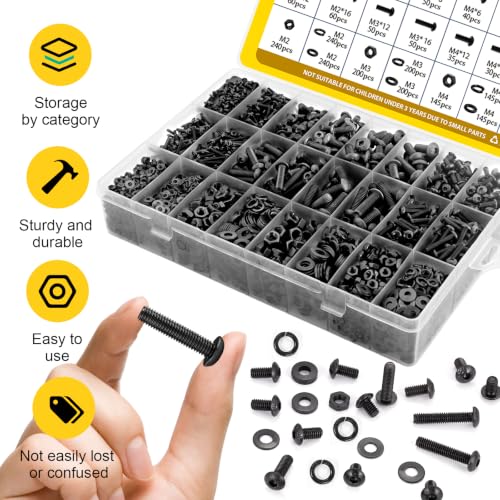 2640PCS M2M3M4M5 Metric Hex Socket Button Head Screws Assortment Kit - size: M2M3M4M5 2640pcs